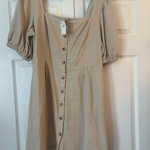 NWT Old Navy Tan Midi Dress with Button Front